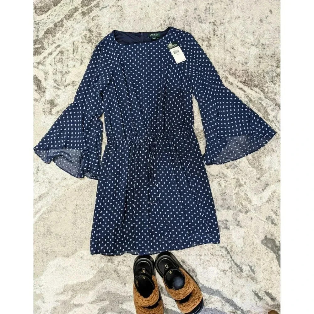 NWT Lauren Ralph Lauren Women's Polka-dot Dress Size 14 (MSRP $165)